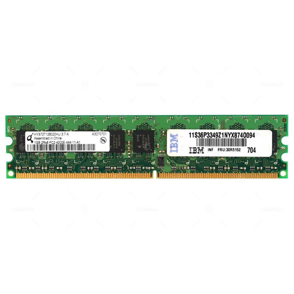 30R5152 IBM MEMORY 1GB 2RX8 PC2 4200E DDR2 HYS72T128020HU-3.7-A